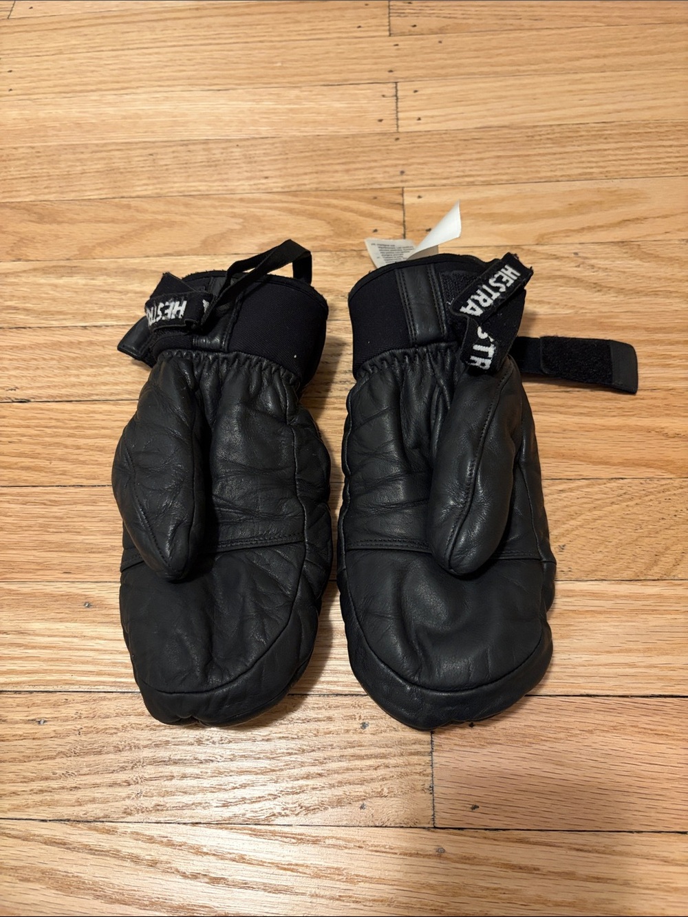 Hestra Black Leather Ski Mittens - Size 6